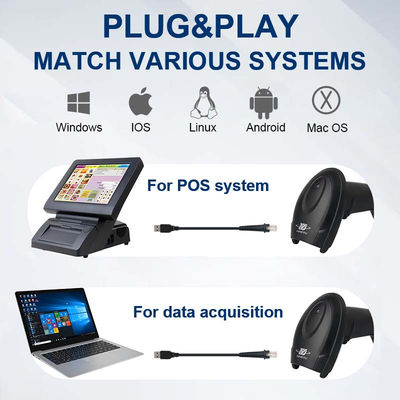DYscan 1D Barcode Scanner USB 300 Scans/sec Handheld CMOS Reader
